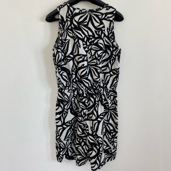 J Jason Wu Romper Womens Size S Linen Blend Black Palm Printed Coastal Beachy - Picture 4 of 6